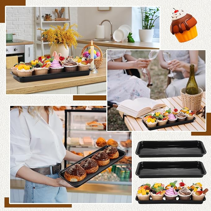 20 Pcs Serving Platters 14 x 6 Inch Rectangle Serving Trays Reusable Food Tray - Image 6