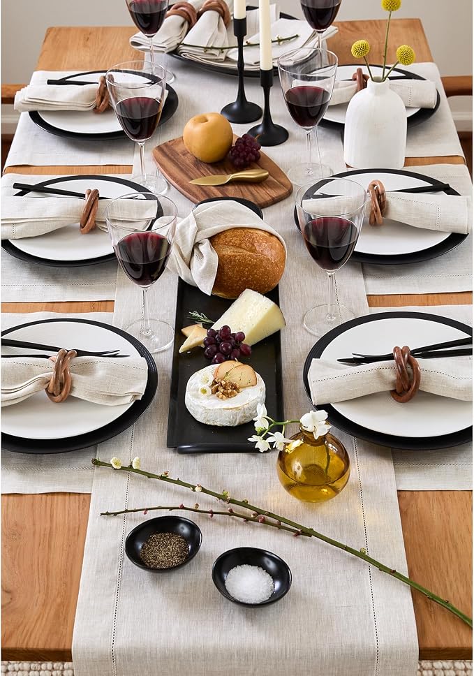 Solino Home 100% Pure Linen Dining Table Runner Light Natural, 14 x 156 in | - Image 3