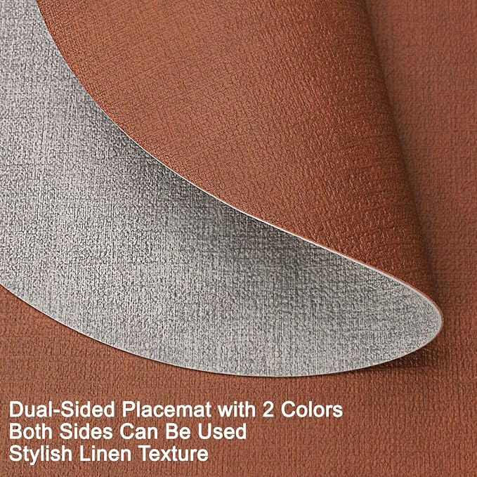 Faux Leather Placemats Set of 6, Dual Sided - Image 2