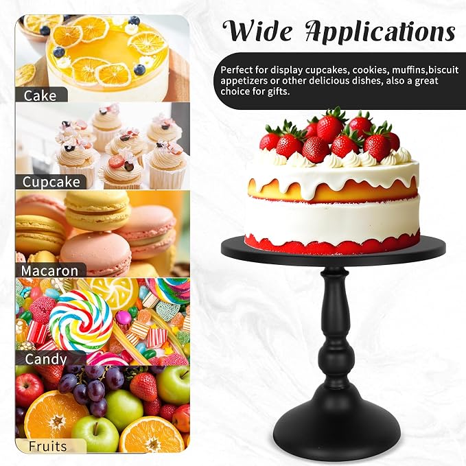 Fivenl 8 Pcs Cake Stand Black Metal Dessert Table Display Set, 3-Tier Cupcake - Image 5