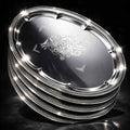 6-Pack Large Silver Serving Trays – Oval Floral Engraved Serving Platters by BSTUR