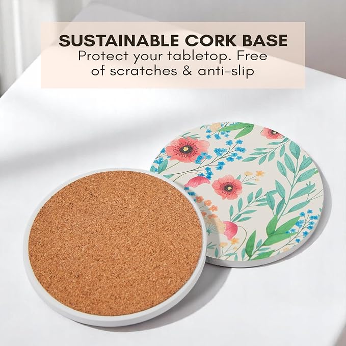 Ceramic Marble Coasters Set of 6, Absorbent Drink Coasters - Image 5