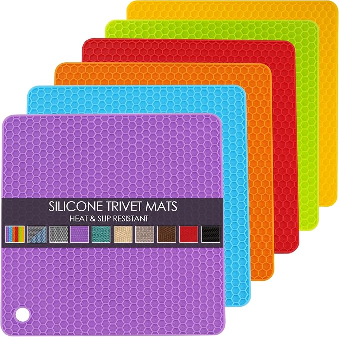 6 Pack Silicone Trivet Mat, Silicone Trivets by QPIXDIGITAL