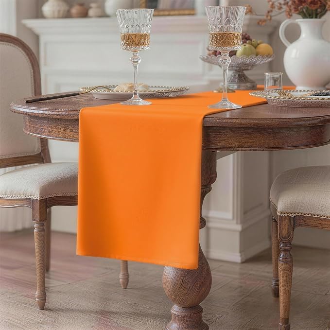 Orange Table Runner, Waterproof Washable Runners 72 Inches Long | Reusable - Image 2
