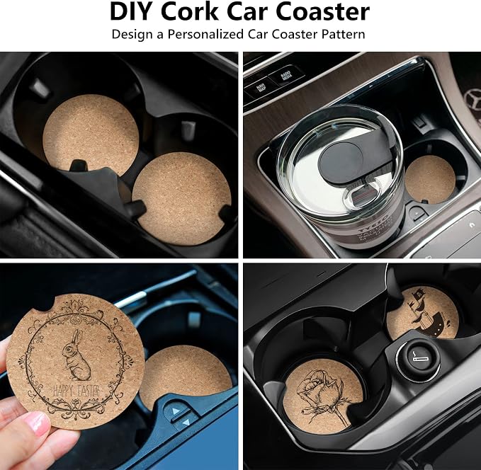 24 Pcs Car Coasters Cup Holder Insert Coaster, Absorbent Cork Bar Coaster - Image 3