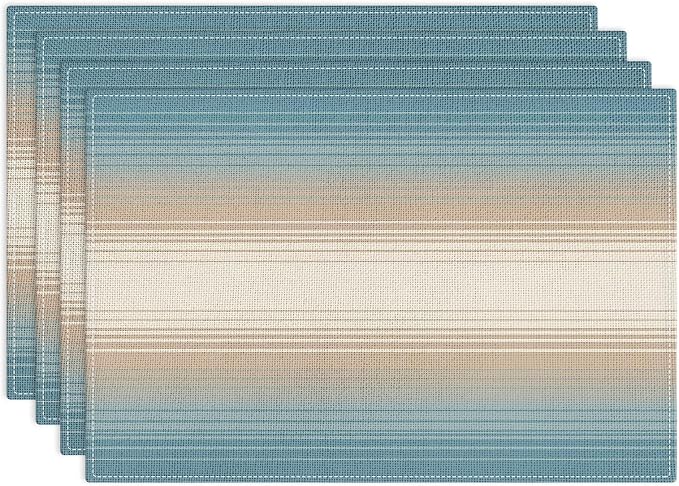 Emvency Farmhouse Placemats Set of 4, 12x18 Inch, Boho Coastal | Western by Emvency