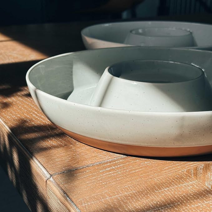 Mora Ceramic Chips and Dip Serving Tray: Large Divided Party Bowl Set - Image 6