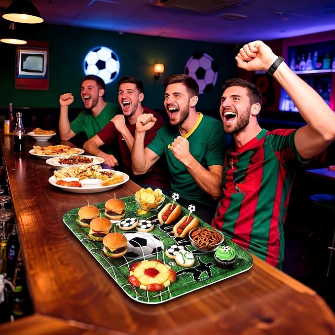Vesici 4 Pack Soccer Melamine Serving Trays, 13 x 10 in Rectangular Serving - Image 5