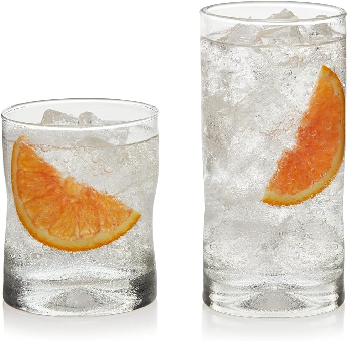 Libbey Impressions 16-Piece Tumbler and Rocks Clear Drinking Glasses, 8 16.7oz by Libbey