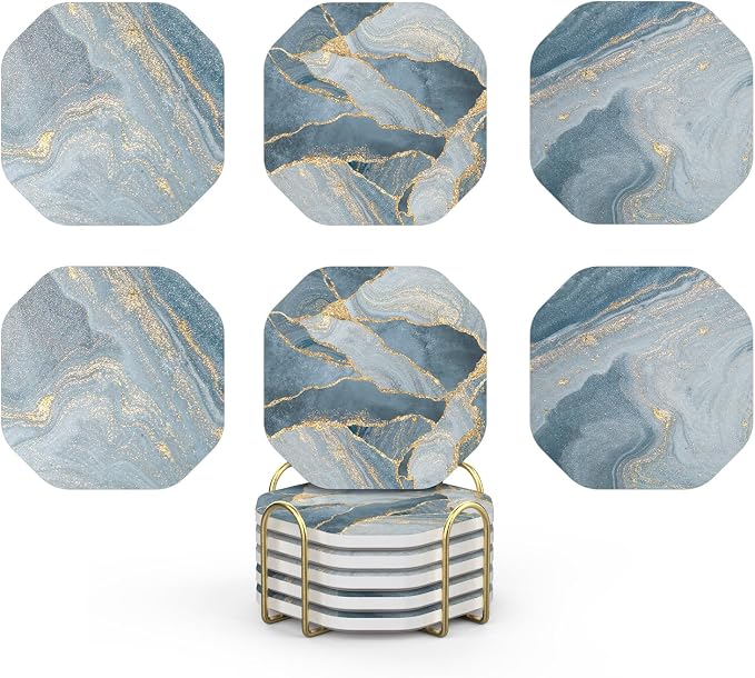 UMIRRO Absorbent Ceramic Stone Coasters Set of 6 by Umirro