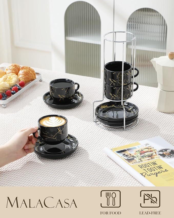 MALACASA 8 OZ Porcelain Espresso Cups - Image 3