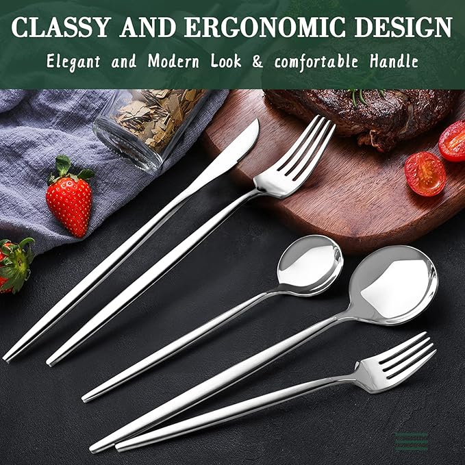40-Piece Silverware Set for 8, CEKEE Stainless Steel Flatware Cutlery Set - Image 3