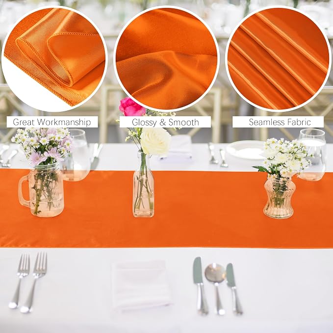 Aneco 4 Pack Satin Table Runner 12 x 108 Inch Long Bright Silk and Smooth - Image 3