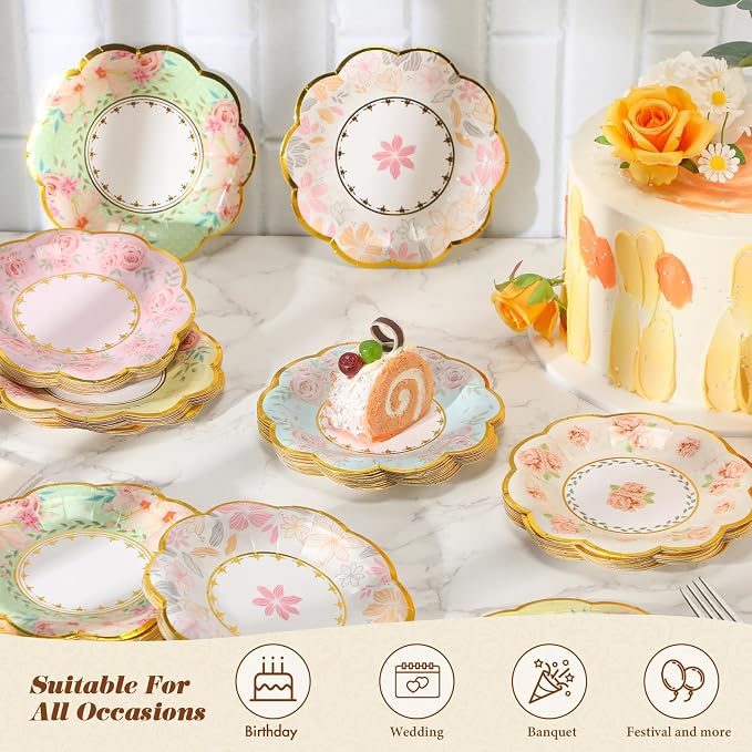 120 Pcs 6 Inch Floral Paper Plates - Image 5