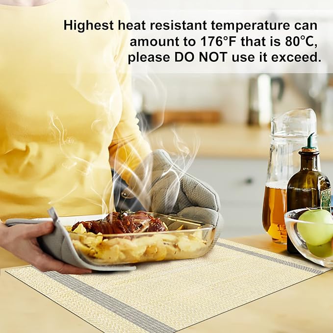 Aofmee Placemats Set of 6, Heat Resistant Place Mats, Washable Durable PVC - Image 3