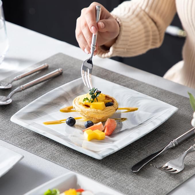 MALACASA Plates and Bowls Sets, 12-Piece Porcelain Dinnerware Sets - Image 5