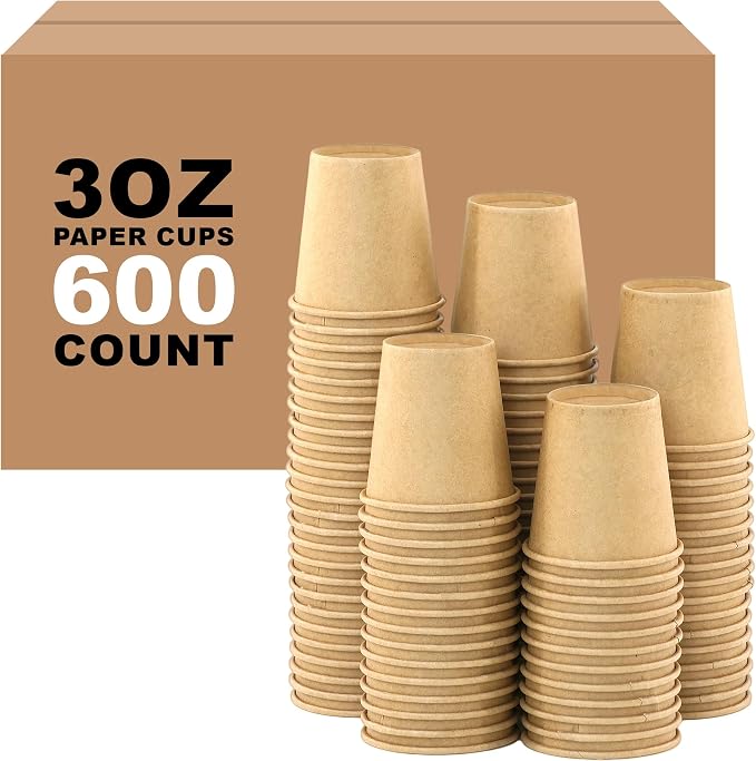 3 oz 600 Pack Disposable Coffee Cups, Bulk Brown Disposable Paper Cups by COOLCAP