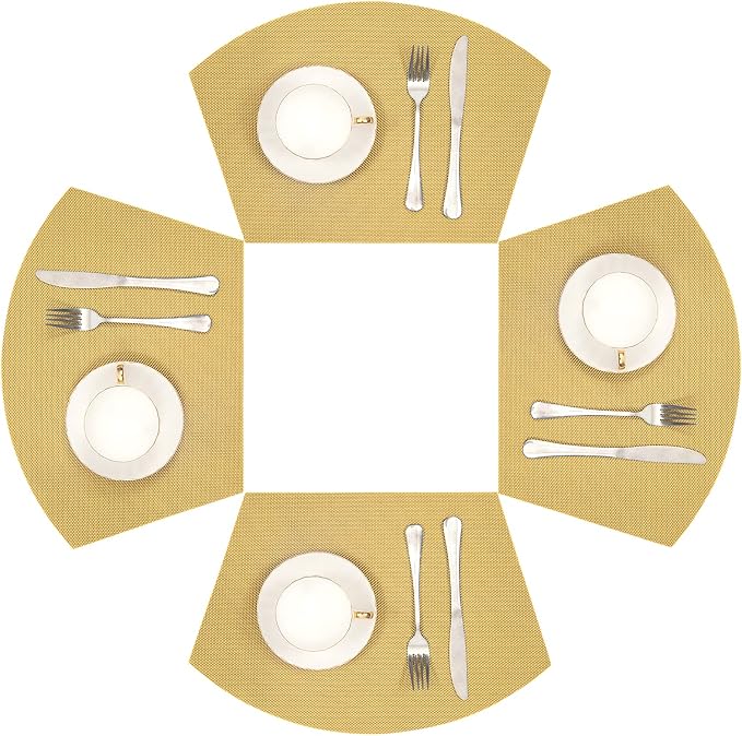 SHACOS Round Table Placemats Wedge Placemat Set of 4 Non Slip Heat Resistant by SHACOS