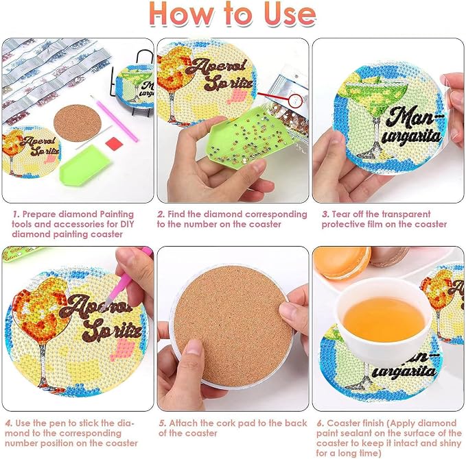 Benjenes 8PCS Diamond Art Coasters Kit - Image 3