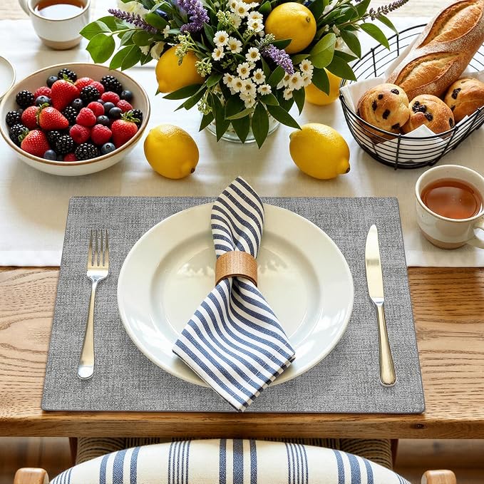 Faux Leather Heat Resistant Placemats 4 Packs, Waterproof Wipeable Dining PU - Image 8