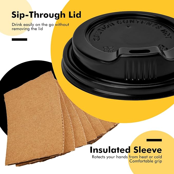 RACETOP 16 oz 100 Pack Black Disposable Coffee Cups - Image 4