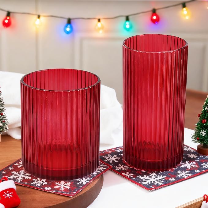 Ribbed Drinking Glasses 8pcs, 12oz and 10oz Glassware, Tumbler Glasses Cup Set - Image 8