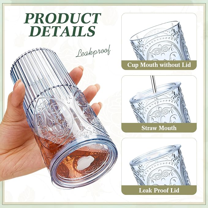 16 Set 20oz Vintage Plastic Tumbler - Image 3