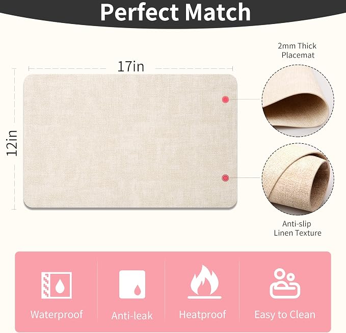 Maxpearl Faux Leather Placemats Set of 8, Suitable - Image 8
