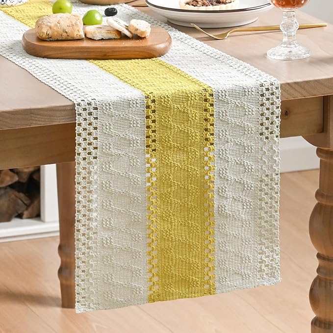 Artoid Mode Yellow Farmhouse Rustic Table Runner 12x108 Inch | Seasonal Holiday by ArtoidMode