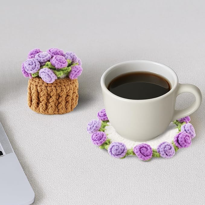 Crochet Flower Coasters, Handmade Bouquet Coasters - Image 6