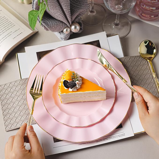 120PCS Pink Plastic Plates, Wavy Plates - Image 6