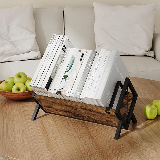YINMIT Wood Desktop Bookshelf, Retro Tabletop Bookshelf, Desk Shelf - Image 6