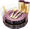 KIRE 210Pcs Purple Plastic Plates by KIRE