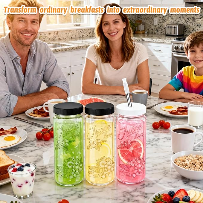 8 Pack 16oz Glass Juice Bottles - Image 8