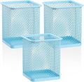 Segarty Pen Holder for Desk, 3 Pack Square Light Blue Pencil Holder, Wire Mesh by Segarty