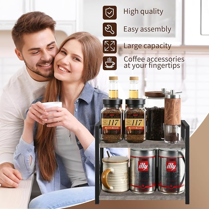 YINMIT Countertop Shelf Organizer, Coffee Bar Accessories, Spice Rack, Coffee - Image 7