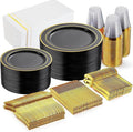 GATHER 350PCS Black Plastic Plates by Gather