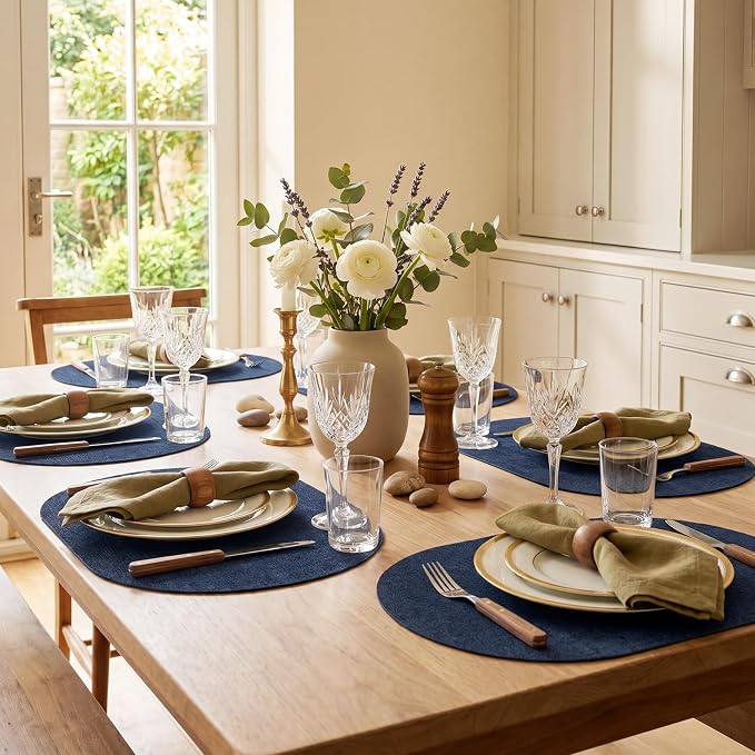 Placemats Set of 8-17" x 11.8" Waterproof & Heat Resistant Oval Place Mats - Image 5