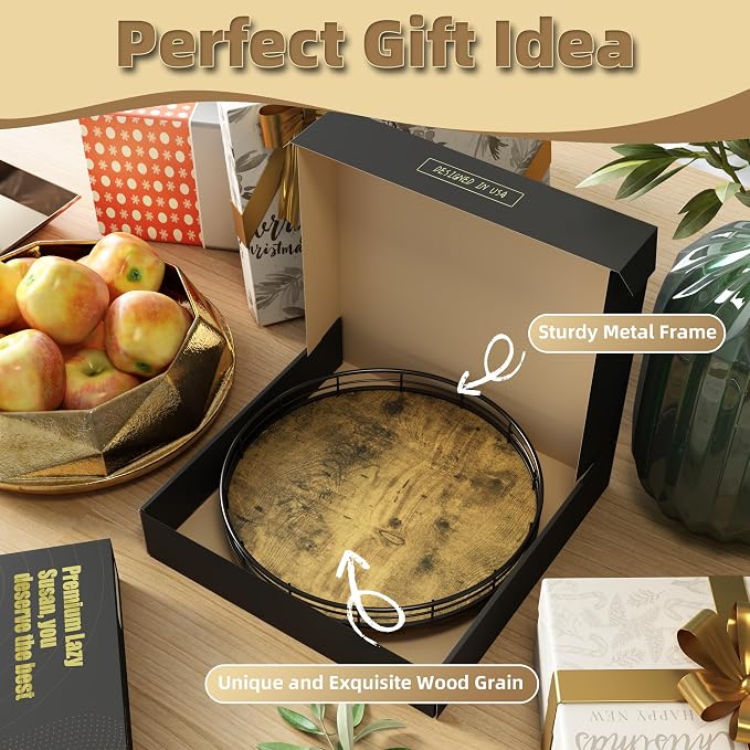 Lazy Susan Turntable Organizer for Table Top, 10’’ Round Wooden Lazy Susan for - Image 7