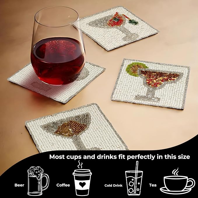 Boho Coasters for Drinks or Coffee Table, Cute Coasters for Farmhouse Style - Image 4
