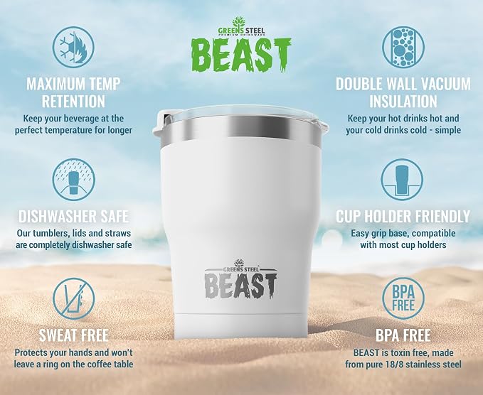 Beast 10 oz Tumbler Stainless Steel Vacuum Insulated Coffee Ice Cup Double Wall - Image 2
