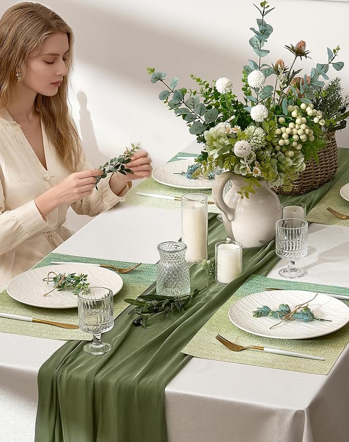 Leetaltree Gradient Green Woven Placemats Set of 6 - Image 3