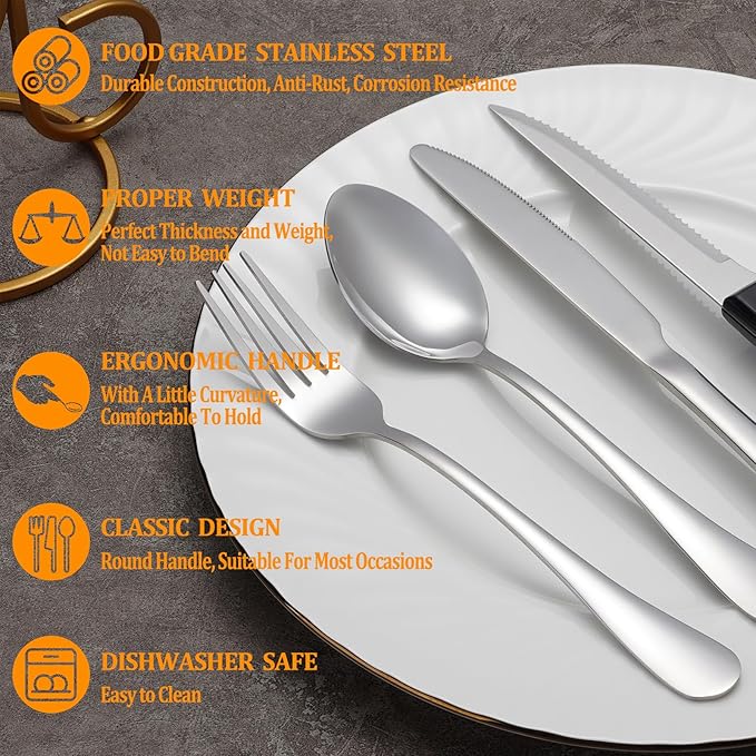 72 Pcs Silverware Set with Steak Knives - Image 3