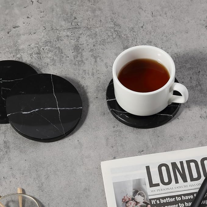 Marble Coaster Set of 4, Round Coasters, Heat Resistant, Gift Choice - Image 6