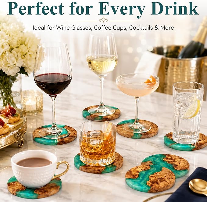 Resin Wood Coaster Set of 8 - Image 3