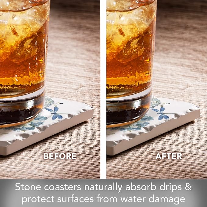 Thirstystone Bohemian Blue 4 Pack Assorted Tumbled Tile Stone Coasters | 4" - Image 4