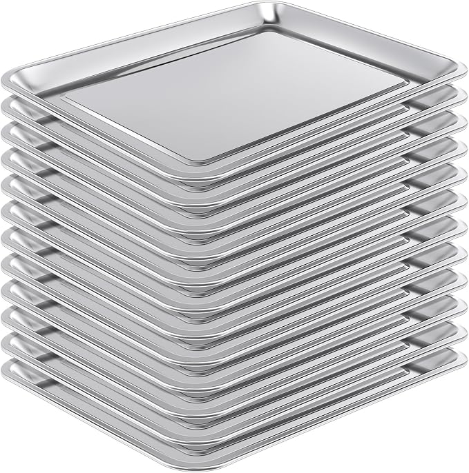Funnymoom 12 Pack Stainless Baking Sheet Cookie Pans 18 x 13 x 0.8 Inch Metal by Funnymoom