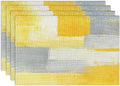 Emvency Farmhouse Placemats Set of 4, 12x18 Inch, Modern Art | Yellow Art by Emvency