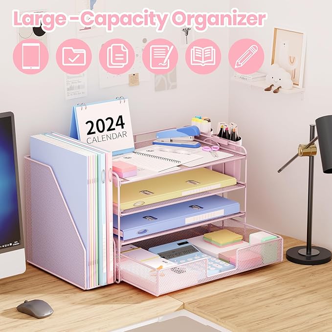 Desk Organizer, 4-Tier Desktop File Organizer - Image 3