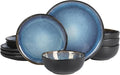 Gibson Elite Nardini 12 Piece Plates and Bowls Reactive Glaze Dishes Stoneware by GibsonHomewares
